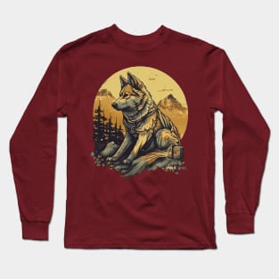 Lonely Mountain Dog, Faded Sepia Colors Long Sleeve T-Shirt